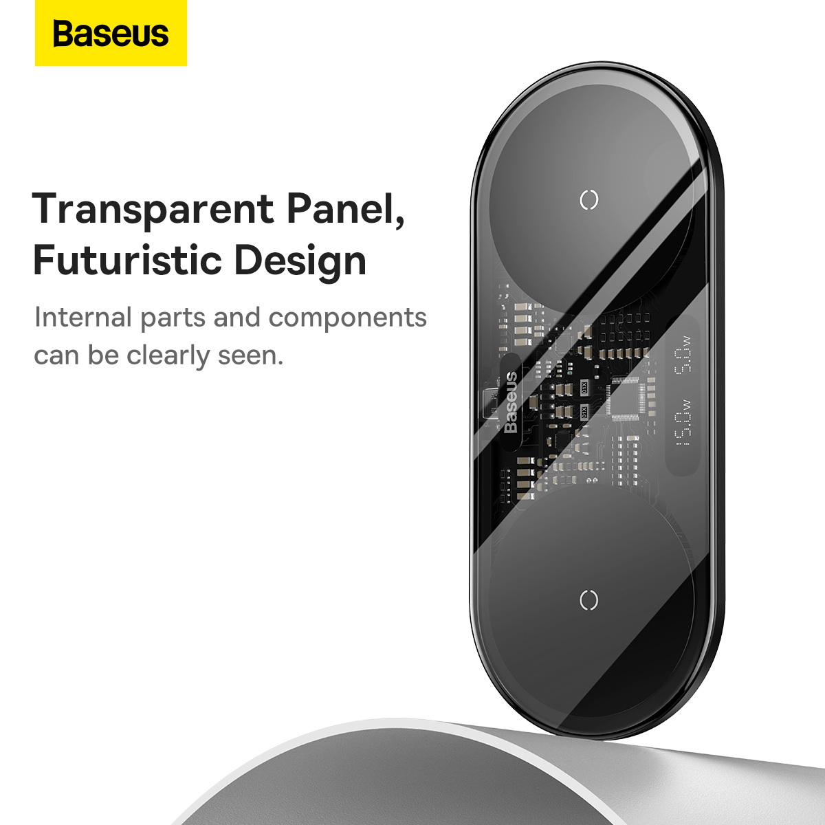 Baseus WXSX010101 2-i-1 Trådlös laddare med LED-Display, 20W