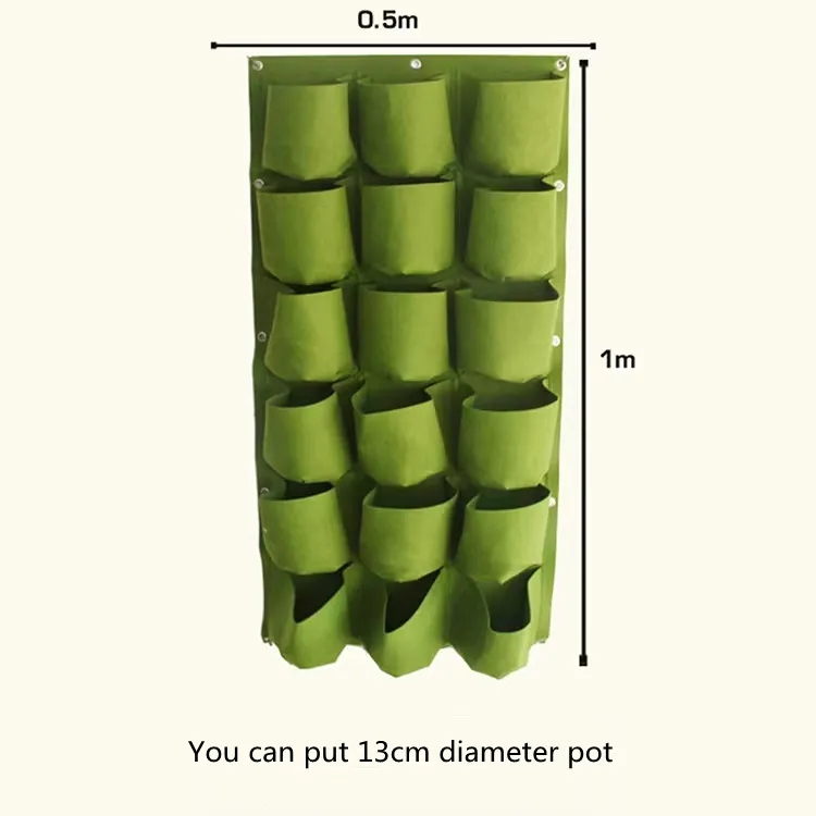 Hängande odlingsvägg, 18 fickor, grön