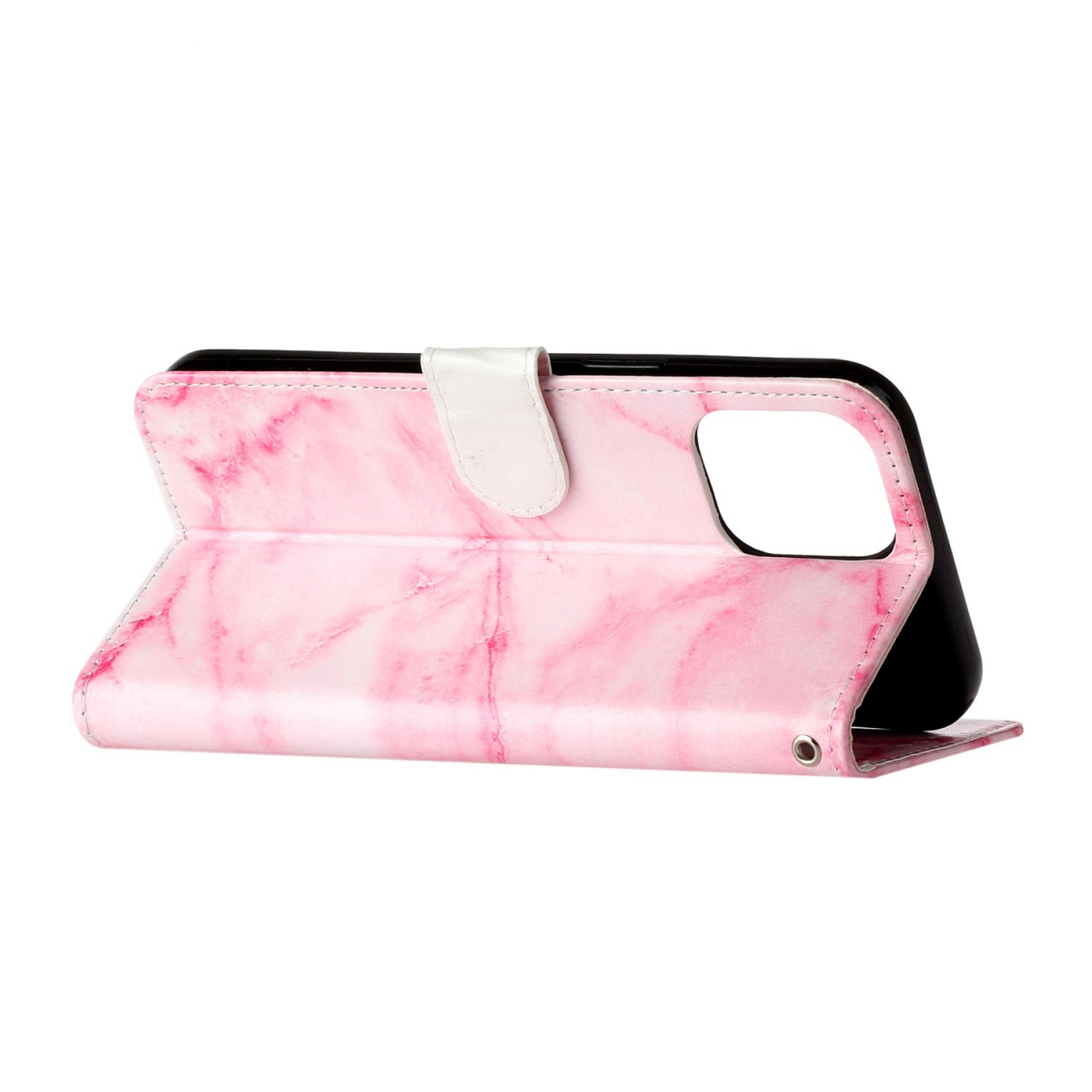 Marmorerat läderfodral, iPhone 13 Pro Max, rosa
