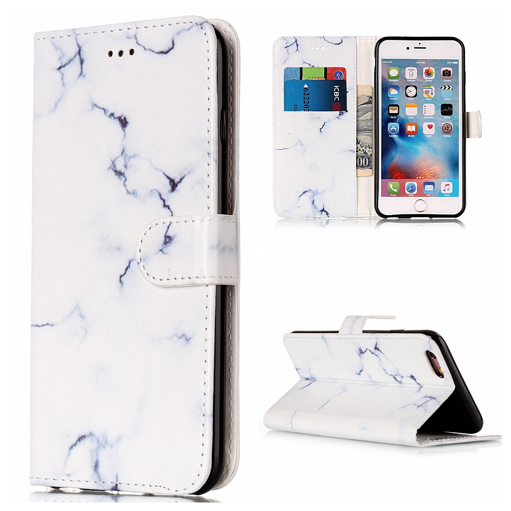 Trendigt marmorskal med ställ, iPhone 6/6S, vit