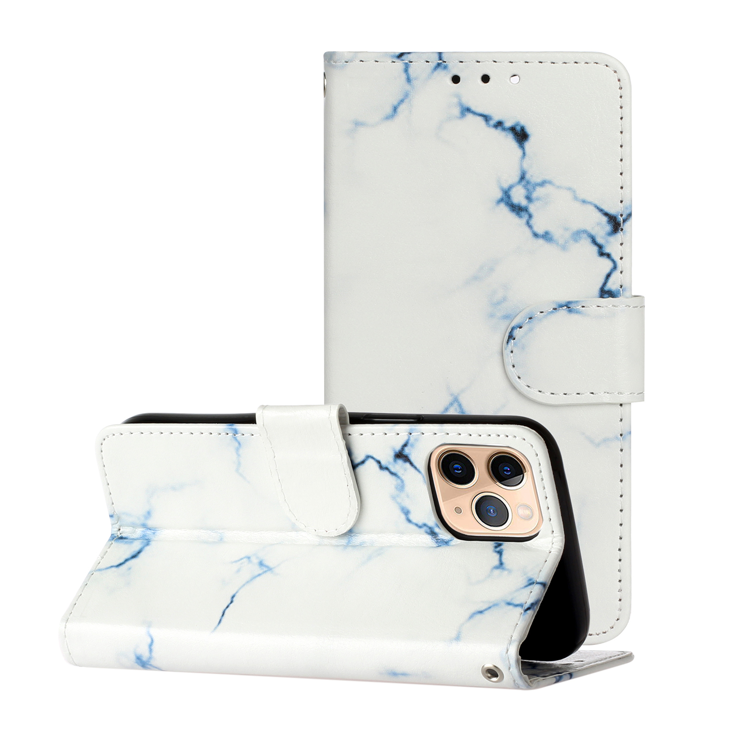 Marmorerat läderfodral, iPhone 12 Mini, vit