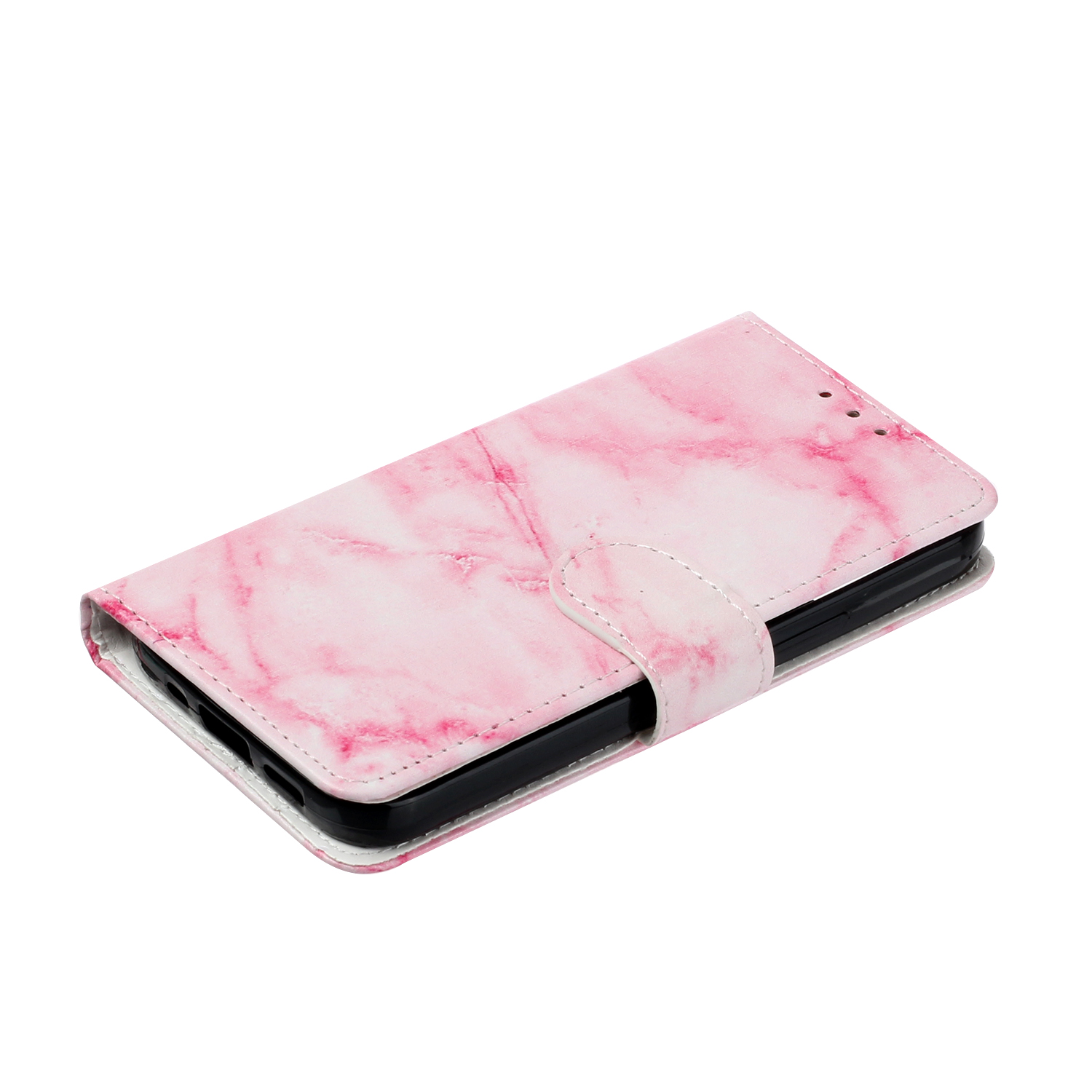 Marmorerat läderfodral, iPhone 12 Mini, rosa