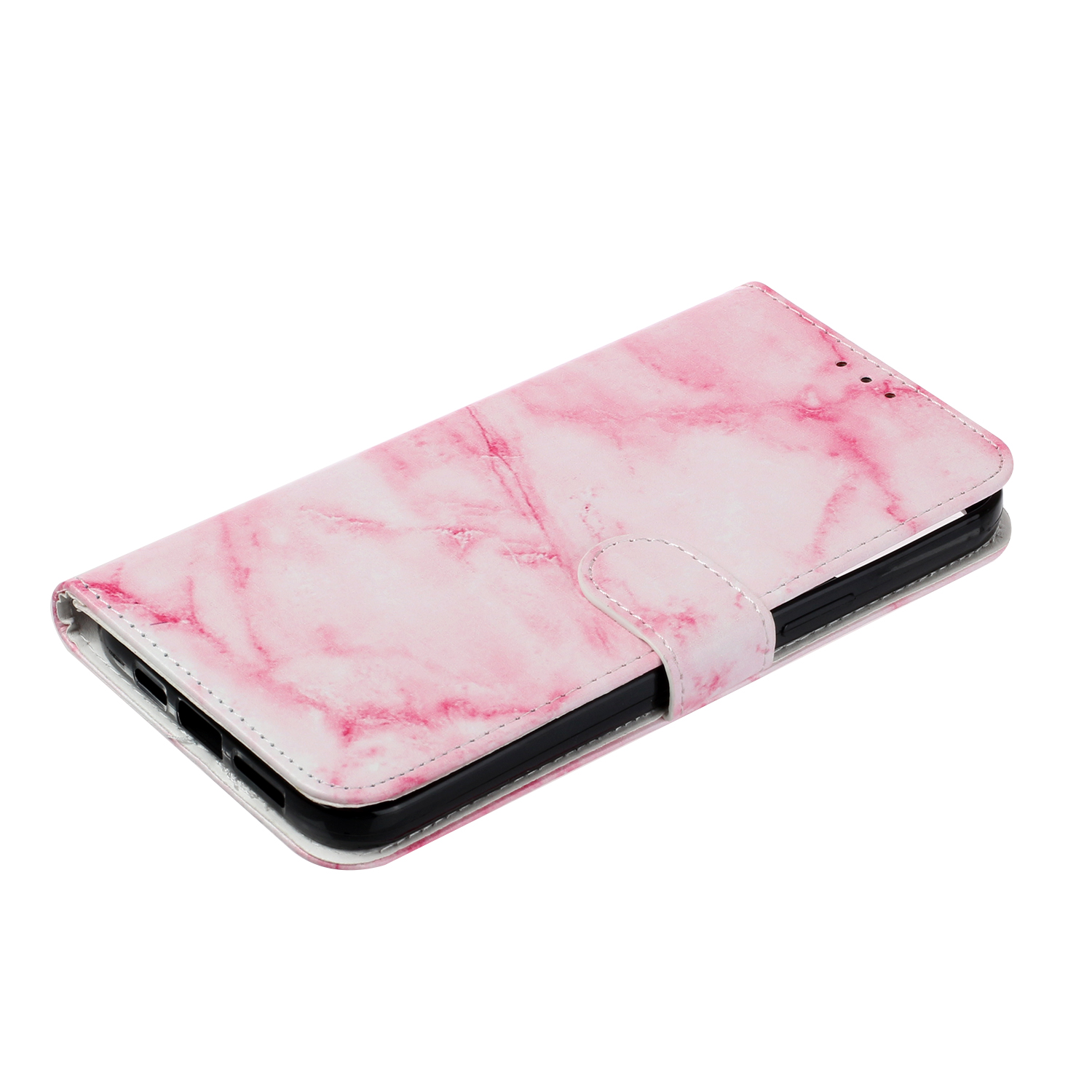 Marmorerat läderfodral, iPhone 12/12 Pro, rosa