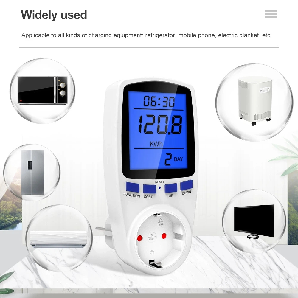 Digital elmätare med LCD-display, 0.0-3680W