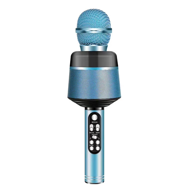 Karaoke trådlös Bluetooth-mikrofon, blå