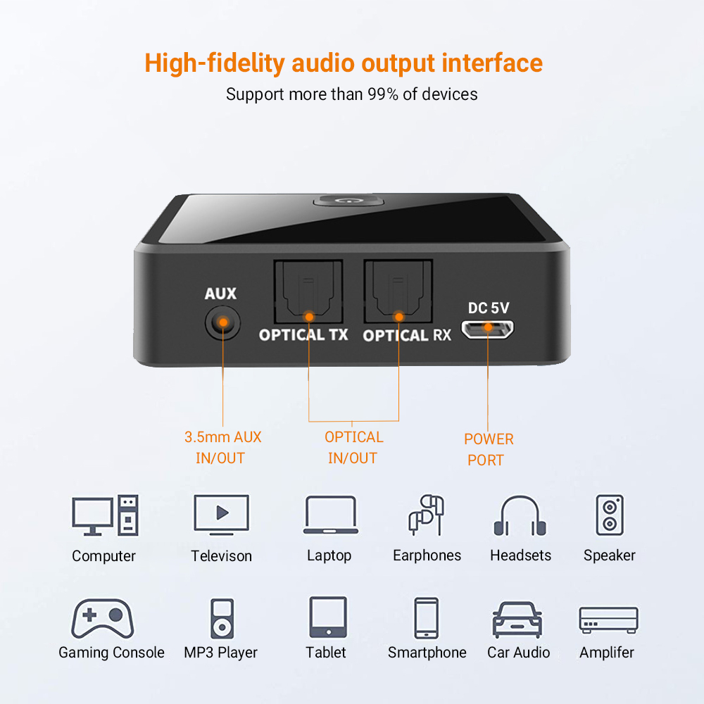 Toslink Bluetooth 5.0-Adapter, TX, 300mAh