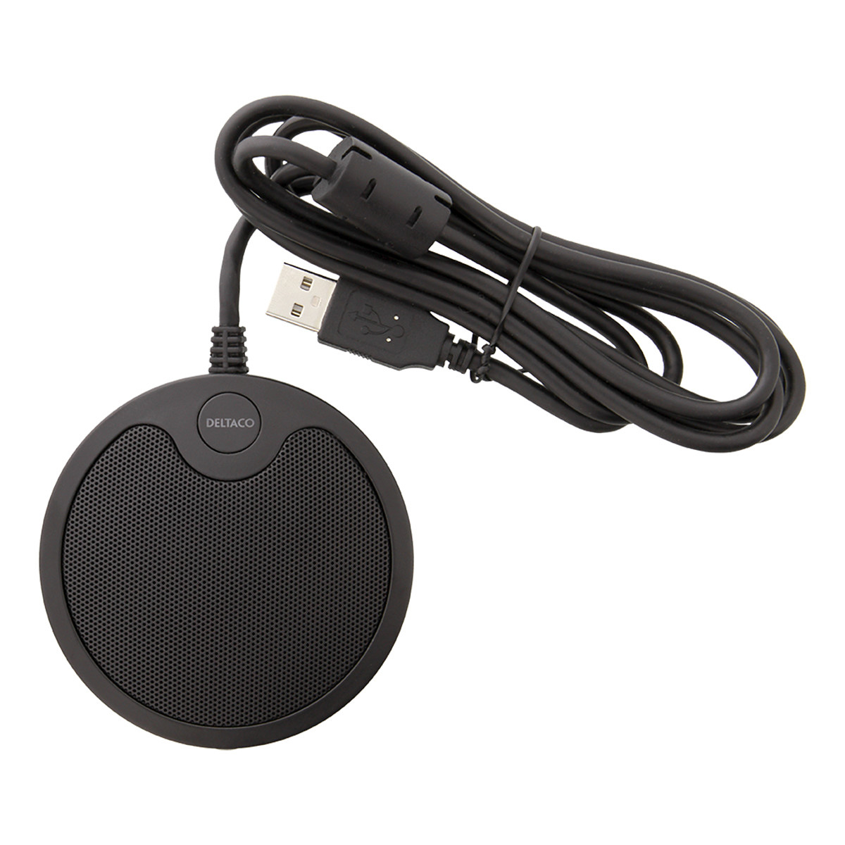 DELTACO Office Tryckzonsmikrofon, USB, 3.5 mm ljudport, svart