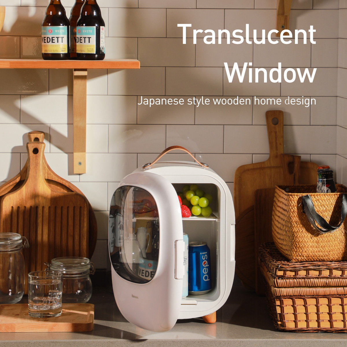 Baseus Zero Space Minikylskåp med värmefunktion, 8L, 60W, rosa