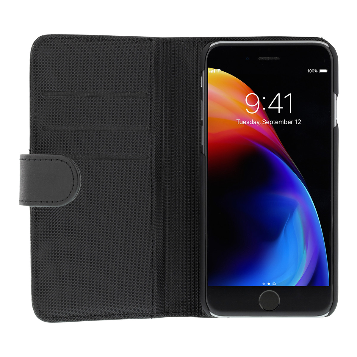 DELTACO Plånboksfodral till iPhone 6/6S/7/8/SE (2020), svart