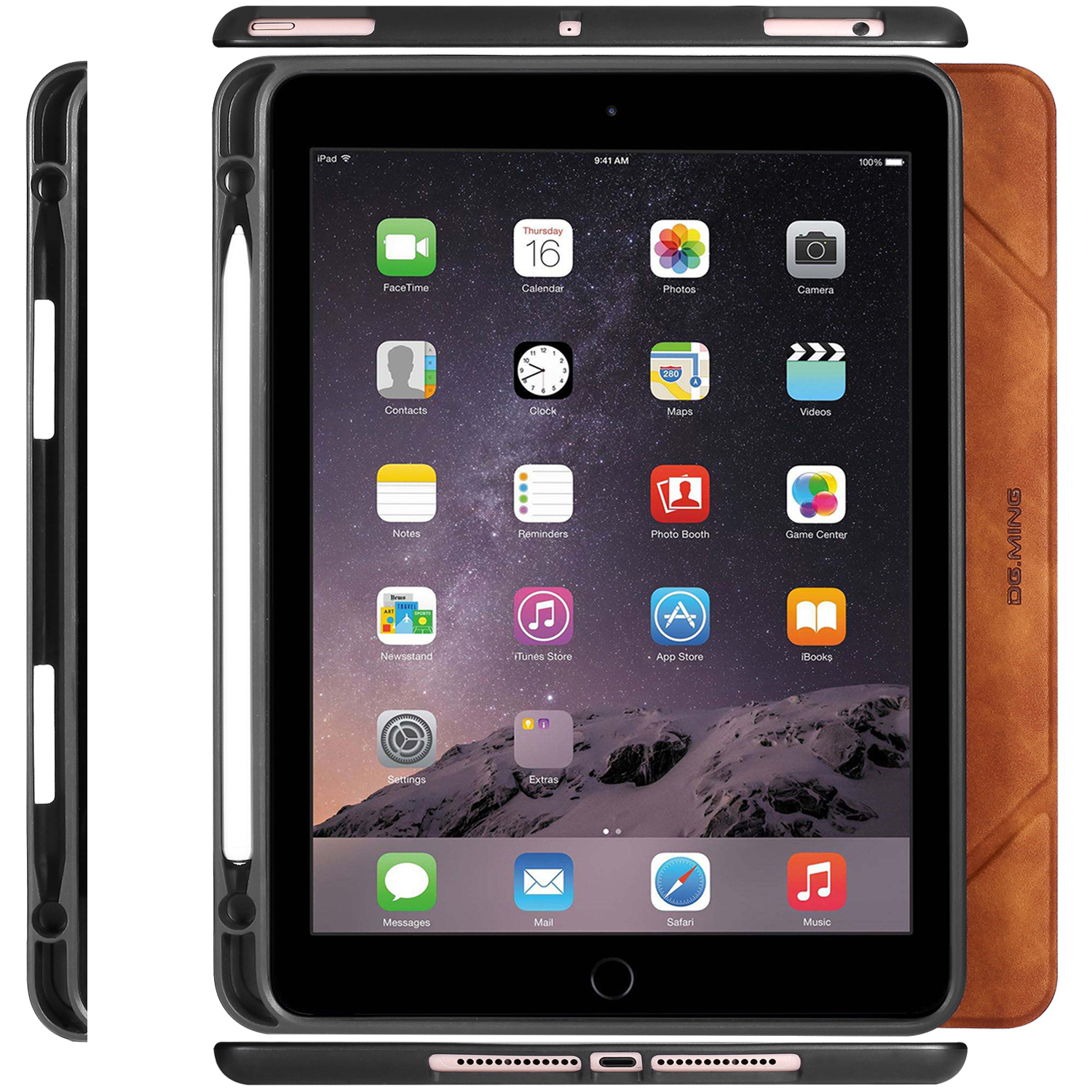 DG.MING Retro Style fodral till iPad Air/Air2 och iPad 9.7, brun