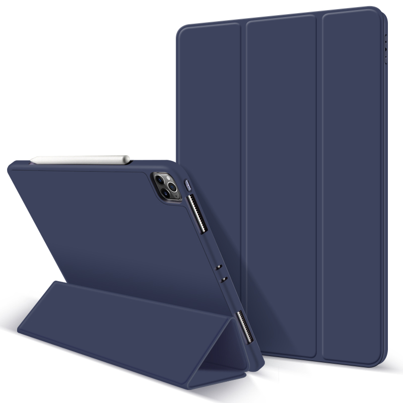 Läderfodral med ställ till iPad Pro 12.9 (2020), mörkblå