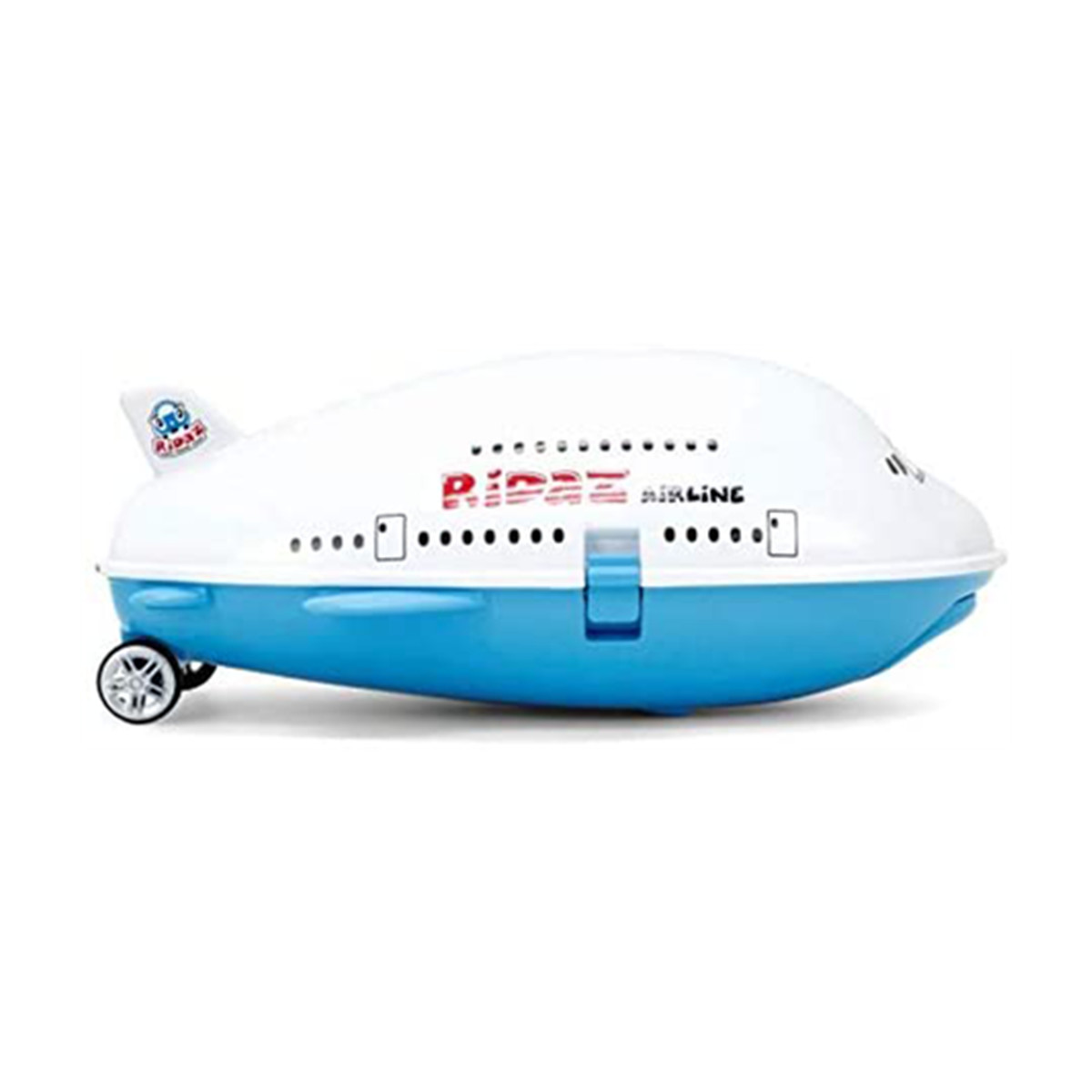 Ridaz flygplansväska för barn med hjul, vit/blå