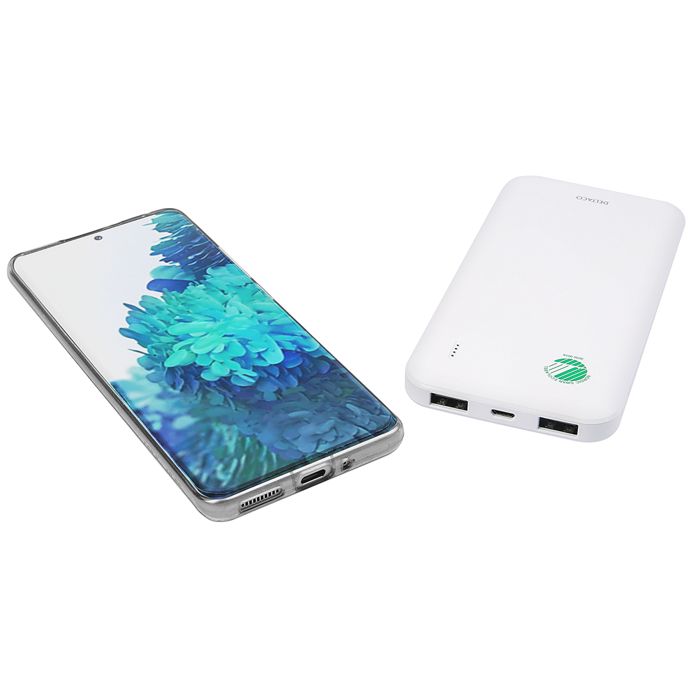Svanen-märkt 2xUSB powerbank, 10 000mAh, vit