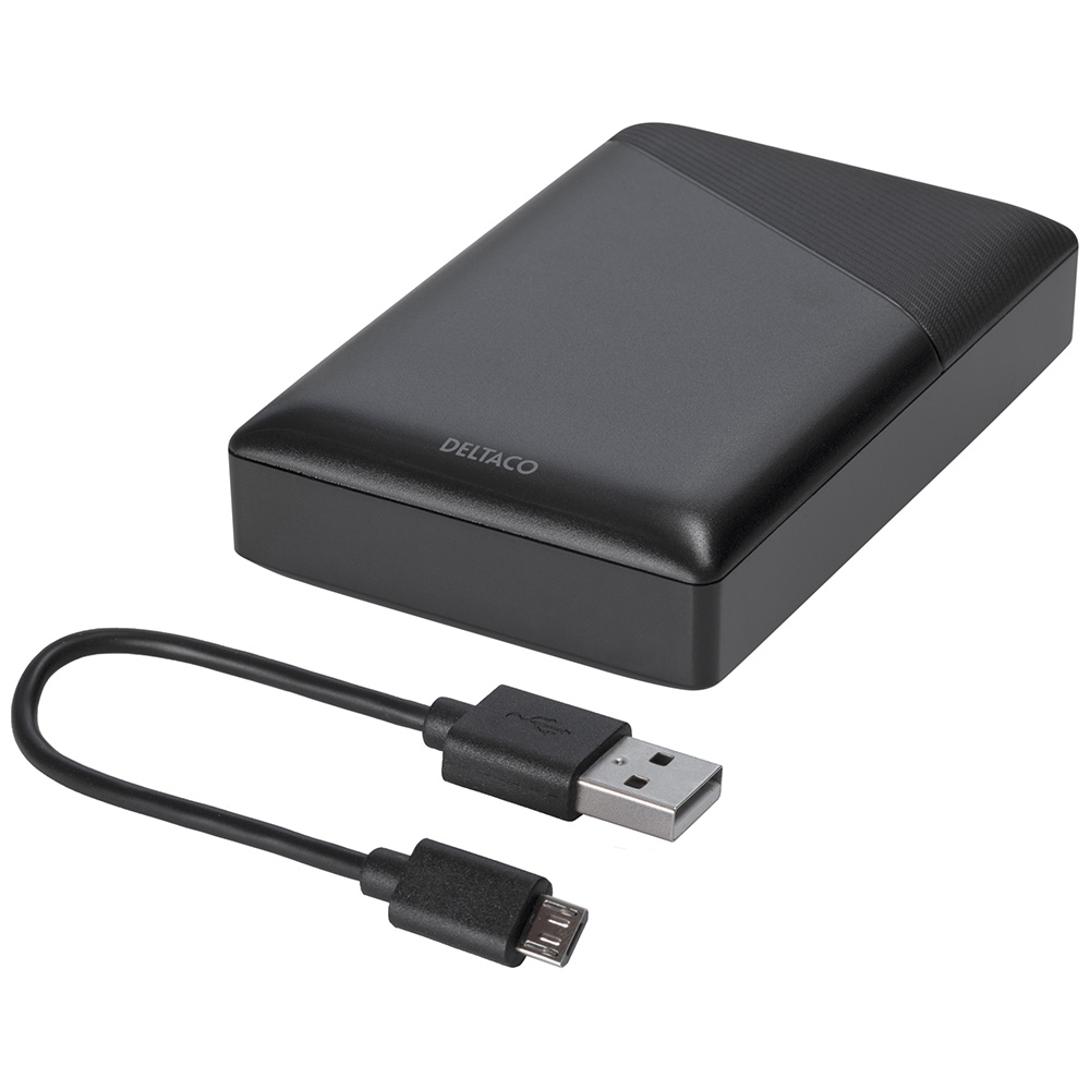 Kraftfull USB+USB-C powerbank, 10 000mAh, PD 18W, svart