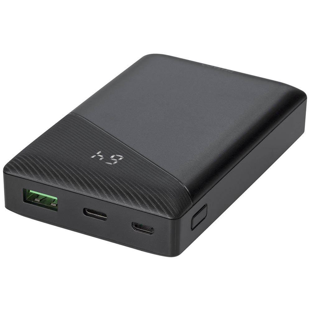 Kraftfull USB+USB-C powerbank, 10 000mAh, PD 18W, svart