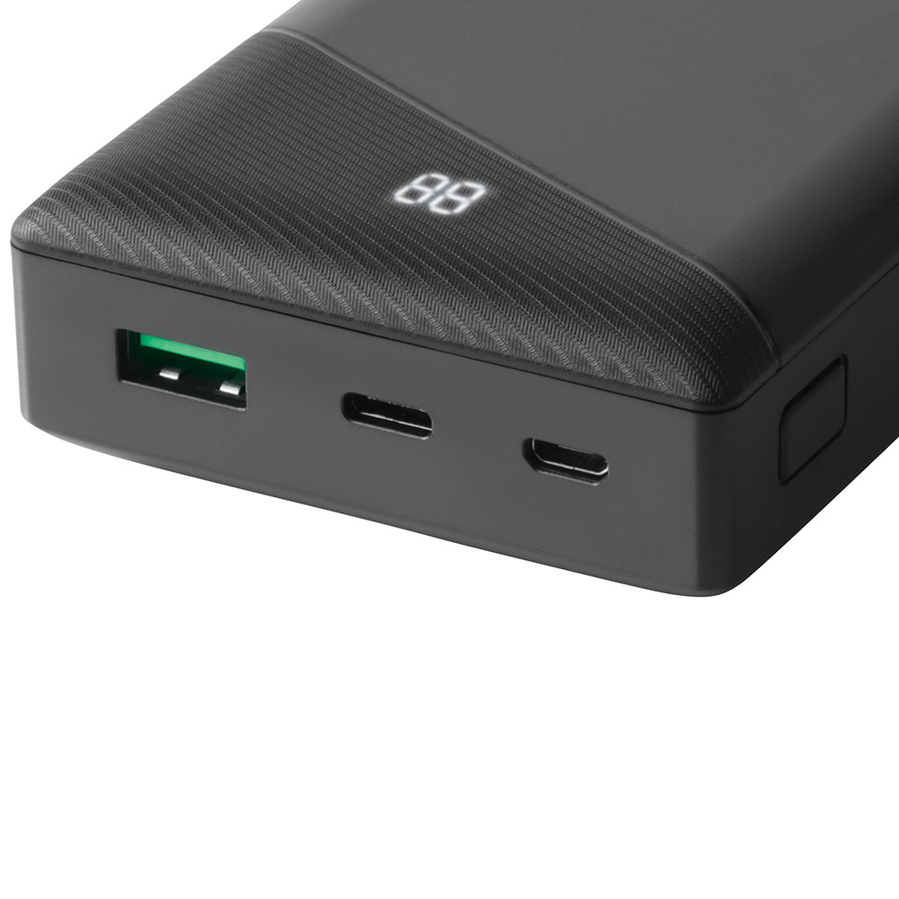 Kraftfull USB+USB-C powerbank, 20 000mAh, PD 18W, svart