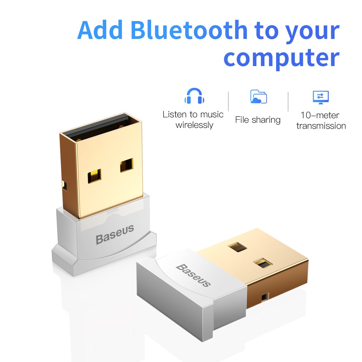 Baseus CCALL-BT01 USB Bluetooth-adapter för laptops, vit