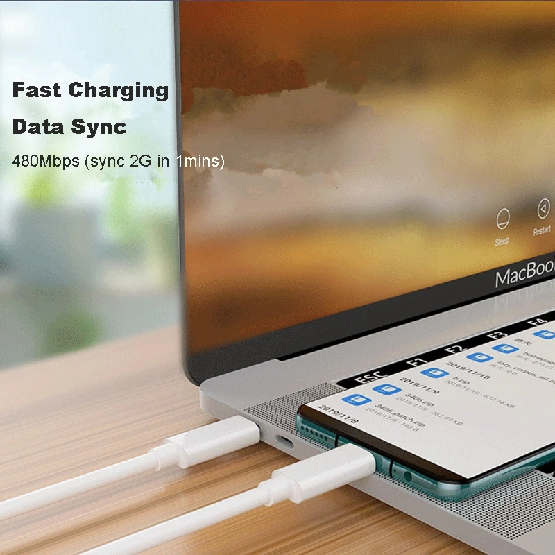 USB-C till USB-C kabel med snabbladdning, PD, 100W, 5A, 1m