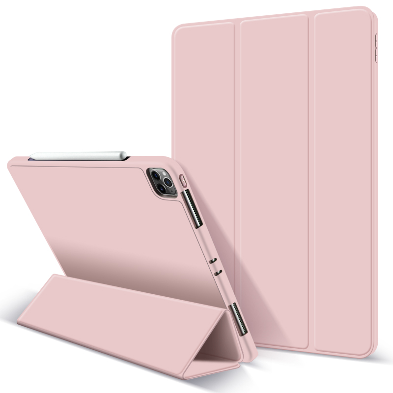 Tri-Fold Foldable Stand Wake Sleep, iPad Pro 12.9 2020, pink
