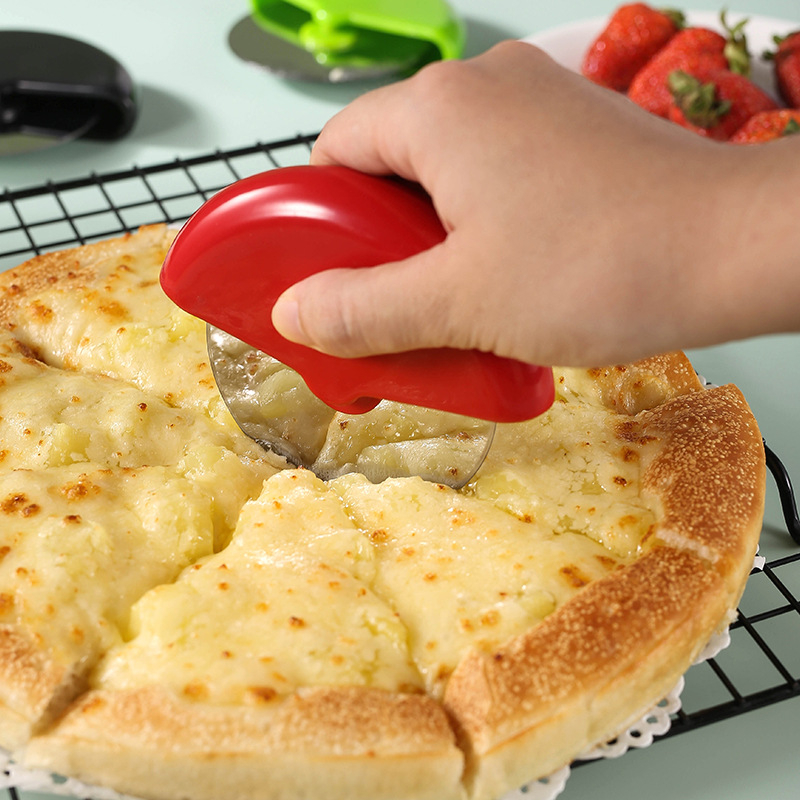 Pizzahjul i rostfritt stål, svart