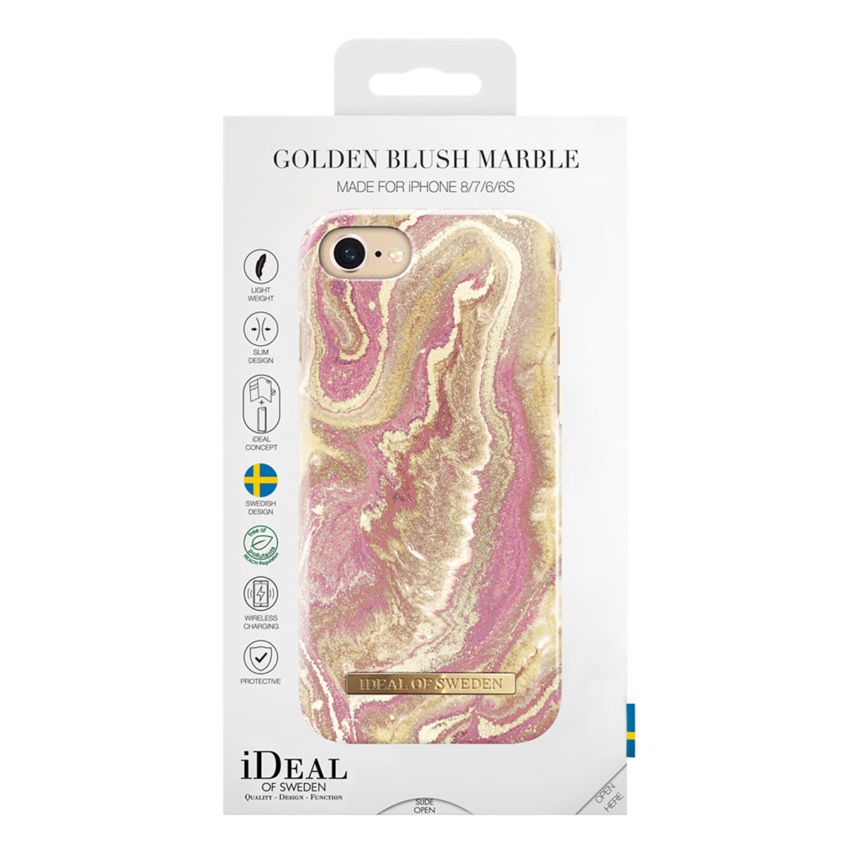 iDeal Fashion Case magnetskal iPhone 8/7/6, Golden Blush Marble