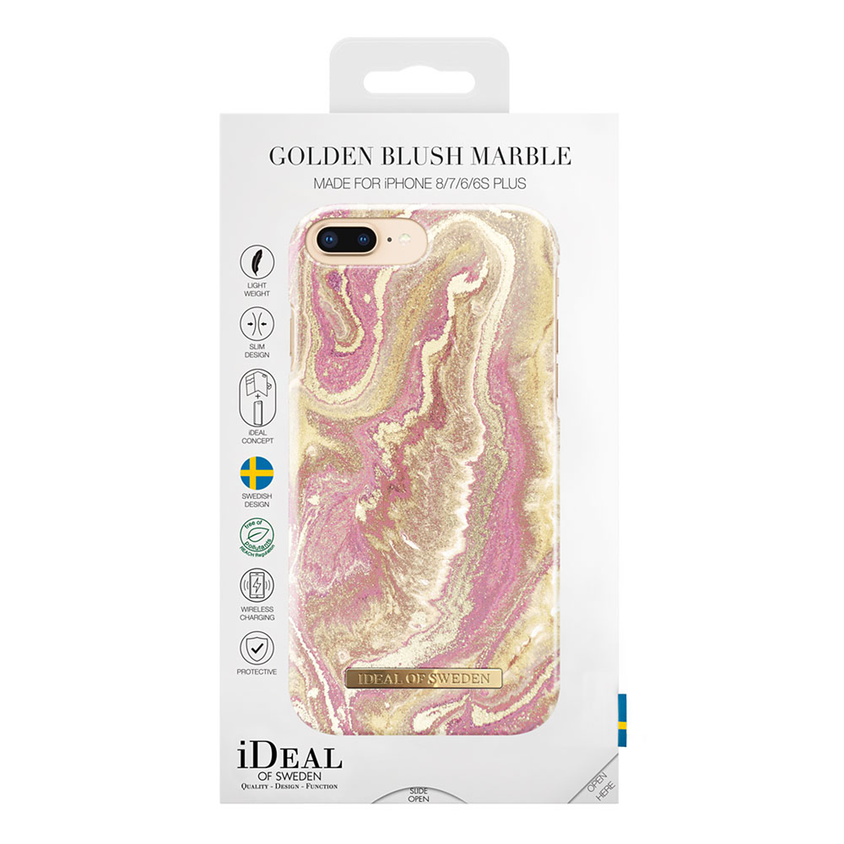 iDeal Fashion magnetskal iPhone 8/7/6 Plus, Golden Blush Marble