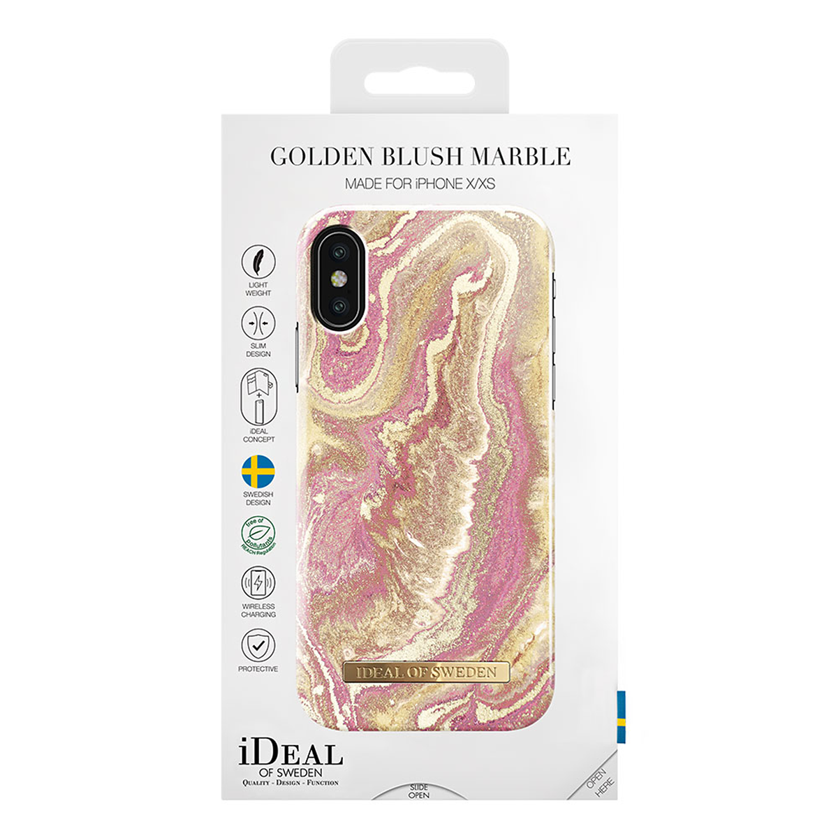 iDeal Fashion Case magnetskal iPhone X/XS, Golden Blush Marble