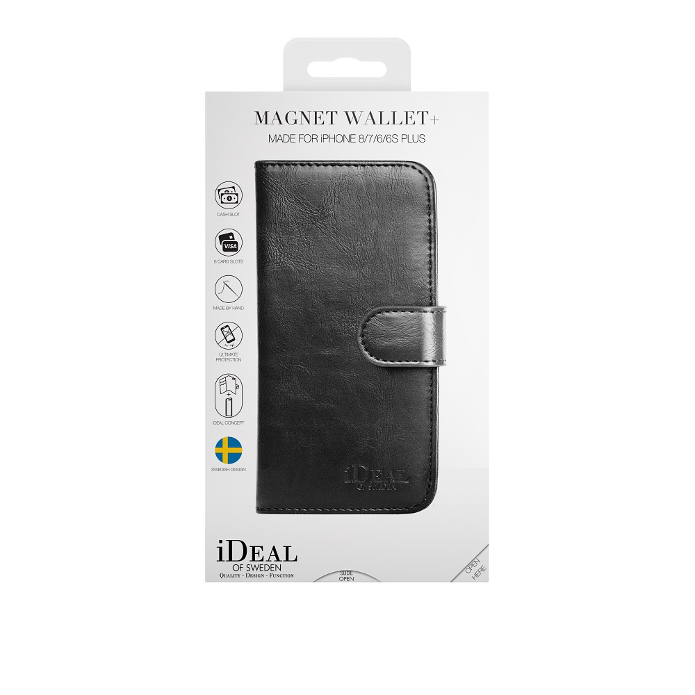 iDeal Magnet Wallet+ plånboksfodral svart, iPhone 8/7/6 Plus