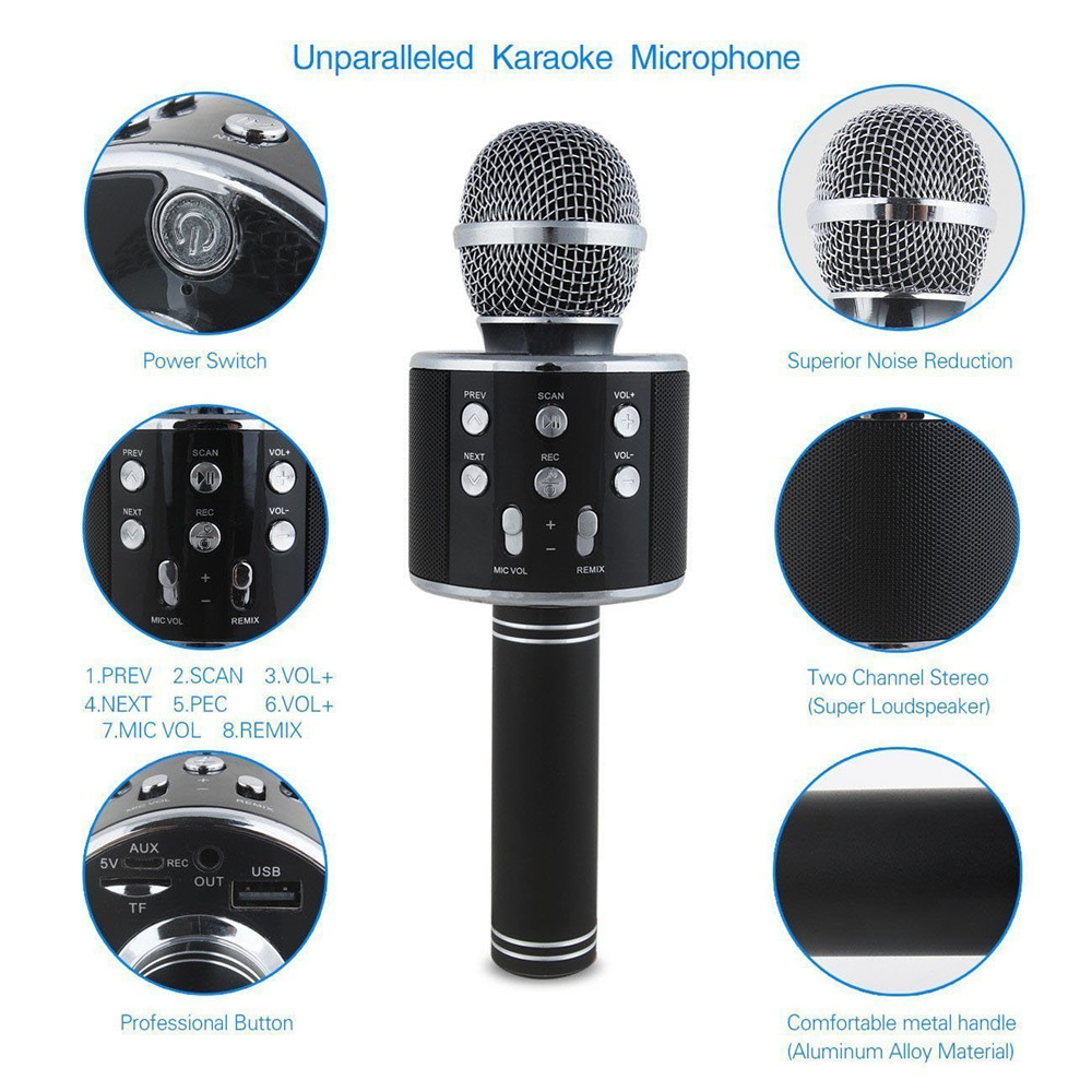 iKaraoke Bluetooth-mikrofon, svart