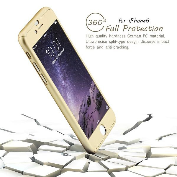 IPAKY Helomslutande skal och skärmskydd till iPhone 6/6S, guld