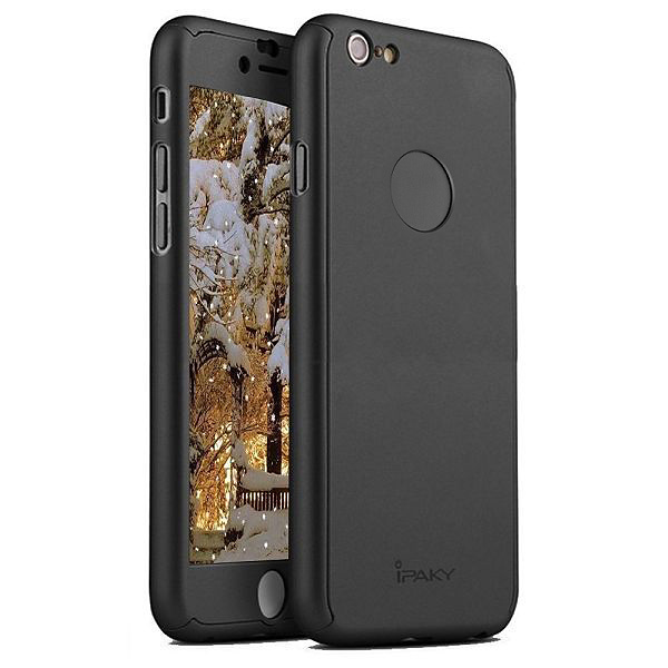 iPaky helomslutande skal med härdat glas, iPhone 6/6S, svart