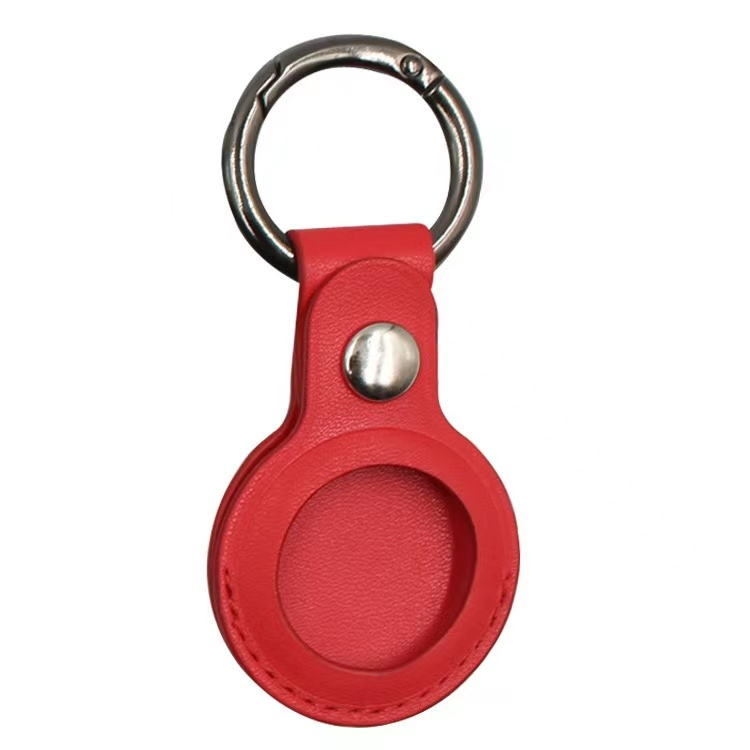 Nyckelringhållare i läder till Apple Airtags, röd