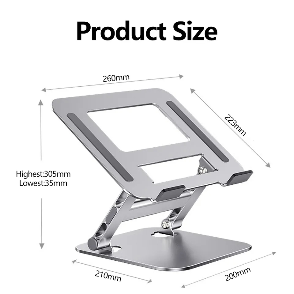 Vikbart aluminiumställ för laptops, 10-17.3 tum