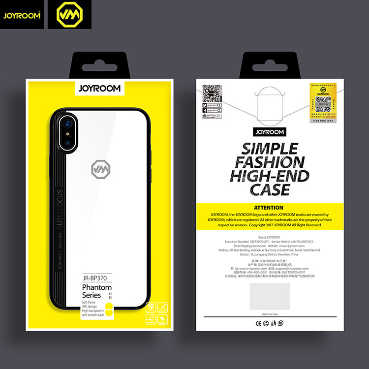 Joyroom transparent skal, iPhone XR, svart 