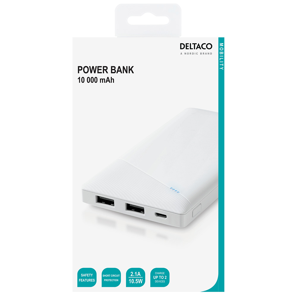 2xUSB powerbank, 10 000mAh, vit