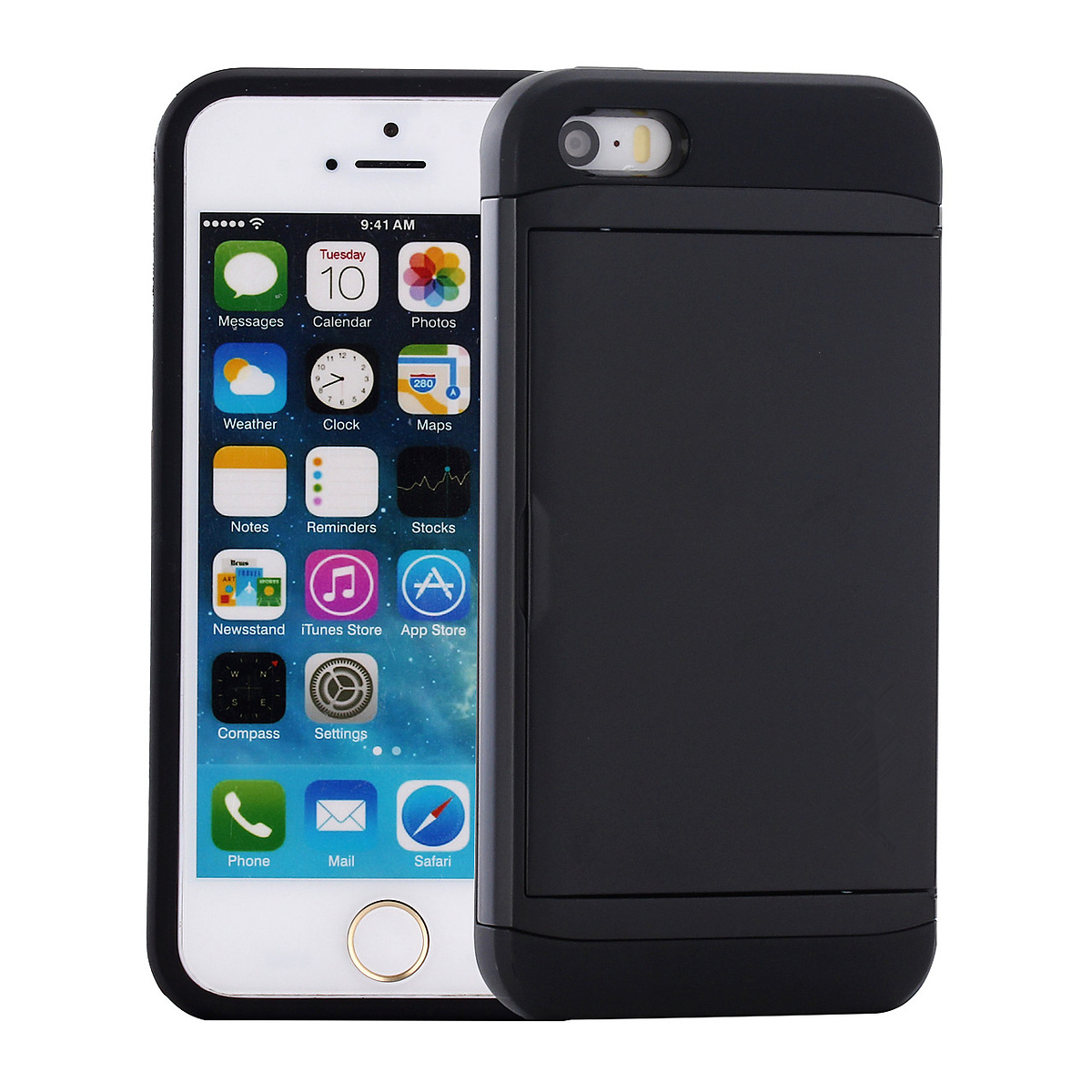 Skal med sedelfack, iPhone 5/5S, svart