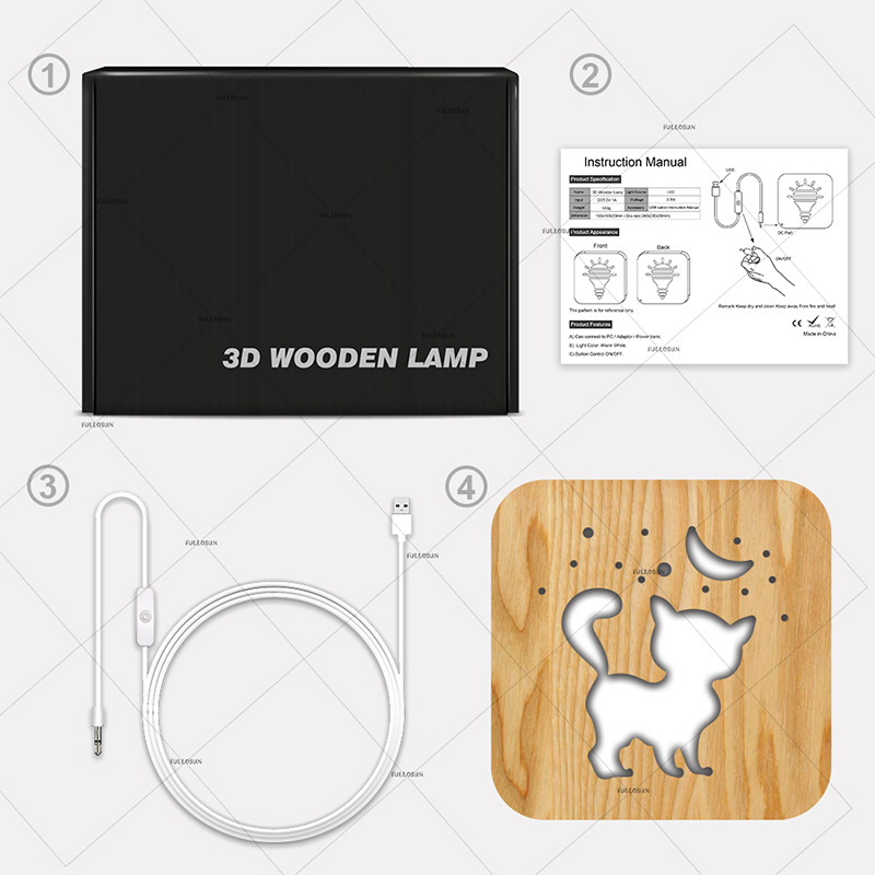 USB-driven LED-lampa i kompositmaterial, 190x190mm, katt