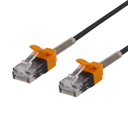 Deltaco GAMING Cat6A patchkabel, 1m, tunn kabel, svart