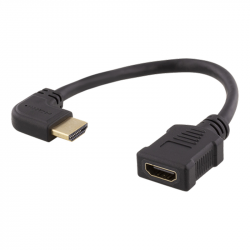 Deltaco HDMI-adapter, vinklad vänster, HDMI M/F, UHD, 0.2m