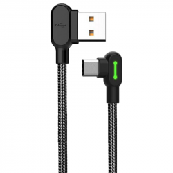 McDodo CA-5282 Vinklad USB-C-kabel, LED, 2A, 1.8m, svart