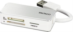 Deltaco USB3.0 minneskortläsare vit, 3-fack