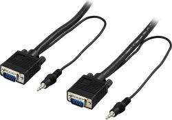 Deltaco VGA-kabel RGB+3.5mm ljudkabel, 5m