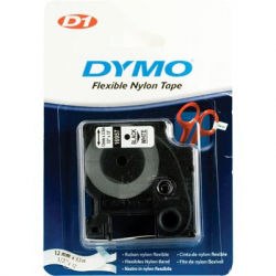 Dymo D1 vit märktejp i nylon, 12 mm, 3.5 m