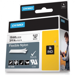 Dymo Rhino Professional vit märktejp i nylon, 19 mm, 3.5 m