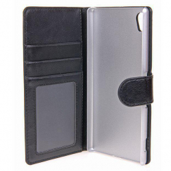 Gear plånboksfodral i läder, Sony Xperia Z3+, svart