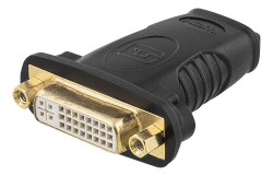 Deltaco guldpläterad HDMI till DVI-D adapter, svart