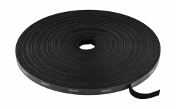 Deltaco kardborrband på rulle, bredd 10mm, 25m, svart