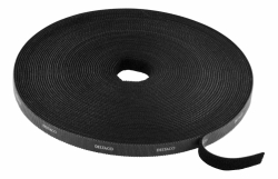 Deltaco kardborrband på rulle, bredd 10mm, 15m, svart