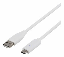 Deltaco USB-C till USB 2.0-kabel, 1m, vit
