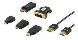 Deltaco HDMI/DisplayPort/DVI adapter kit, HDMI-kabel 2m, UltraHD